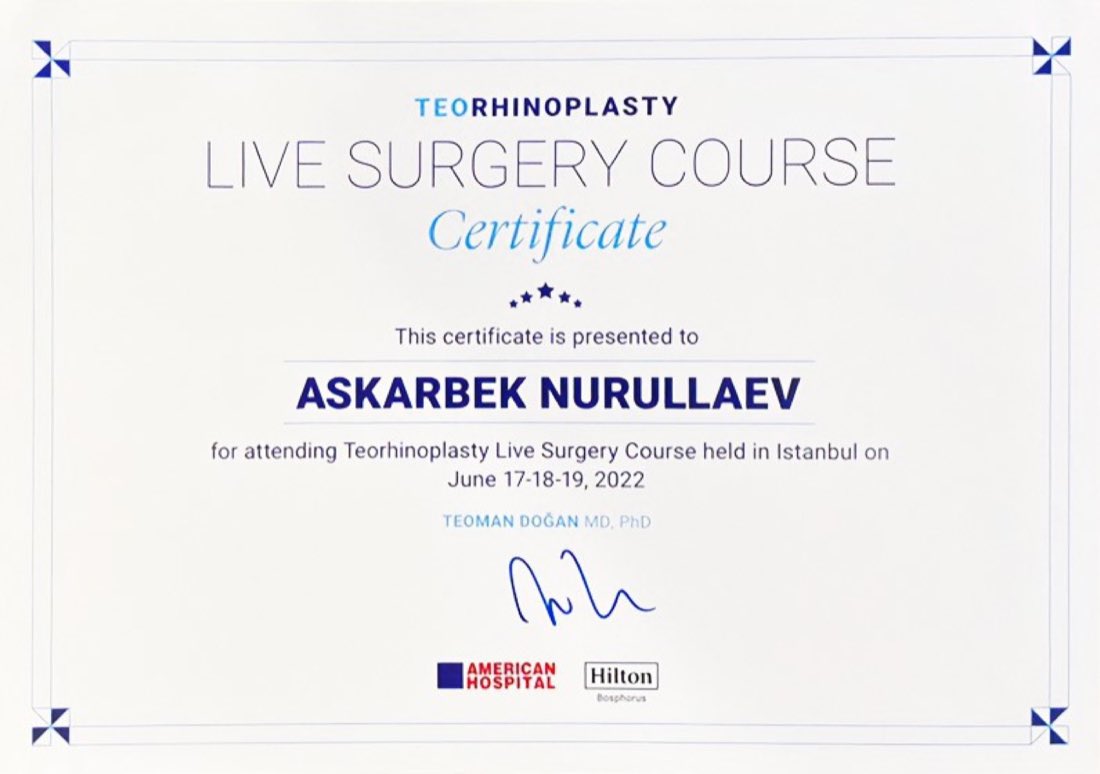 Teorhinoplasty Live Surgery Course sertifikati